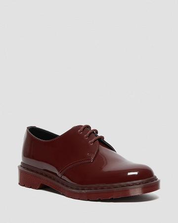 Men's Dr Martens 1461 Made in England Mono Patent Leather Oxfords Shoes Red | AU 594JPQ